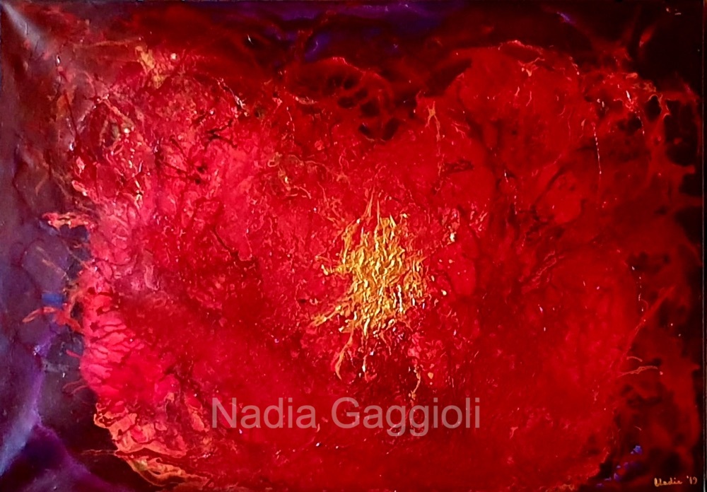 Cuore pulsante – dipinto di Nadia Gaggioli, acrilico e olio su tela