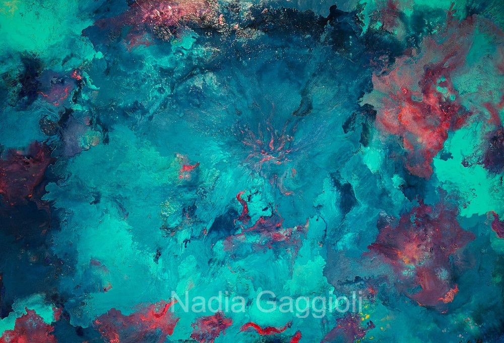 Dal mare – dipinto di Nadia Gaggioli, acrilico e olio su tela