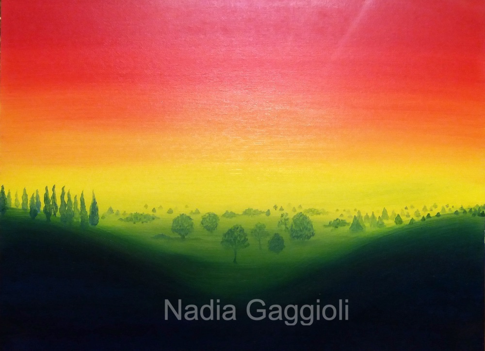 Nascita del verde – dipinto di Nadia Gaggioli, olio su tela