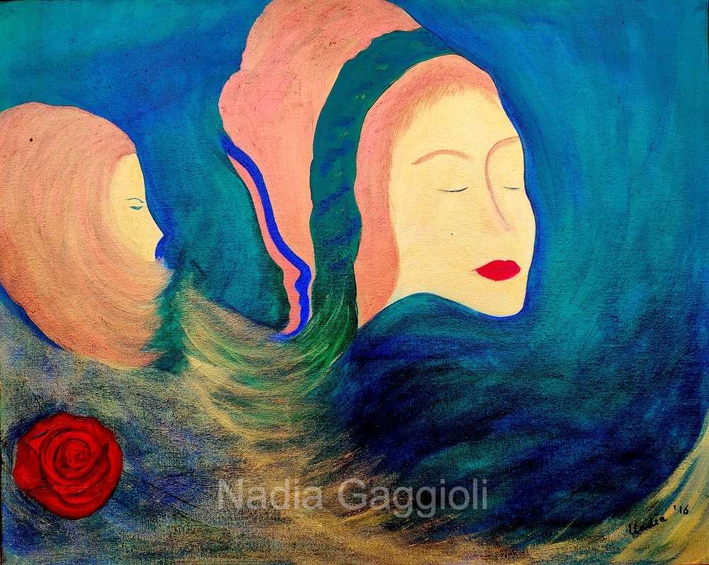 Volti di donna – dipinto di Nadia Gaggioli, olio su tela